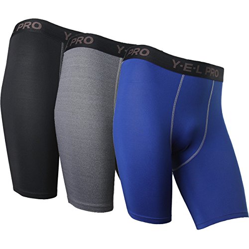 Neleus Men's Performance Shorts 3 Pack,Black,Grey,Blue,US M,Aisa Tag L