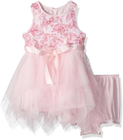 Marmellata Baby Girls' Ballerina Party Dress With Ribbon At Waist, Bright Pink Soutache, 18 Months