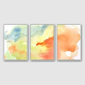 3 Piece Framed Canvas Home Artwork Decoration Watercolor Sfumato Canvas Wall Art for Living Room, Bedroom - 24"x36"x3 Panels