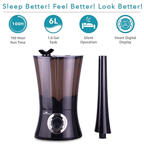 Air Innovations 901D High Capacity & Top Fill Cool Mist Ultrasonic Digital Humidifier 1.6 Gallons For Large Rooms Up To 700 Square Feet (black) - Thumbnail 3