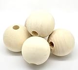PEPPERLONELY Brand 10PC Natural Color Large Round Wood Spacer Beads 40mm (1-5/8 Inch)
