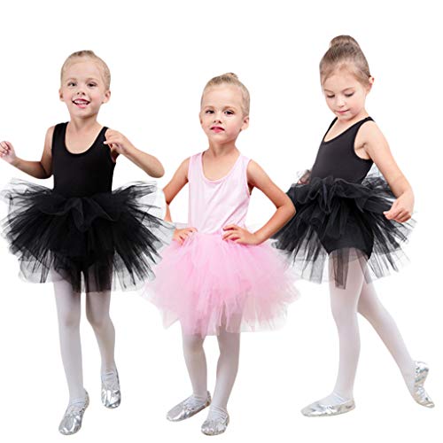 Jshuang Ballet Dance Gymnastics Practice Leotard with Mesh Tied Skirt Tutu Tulle Dancewear Training Dress