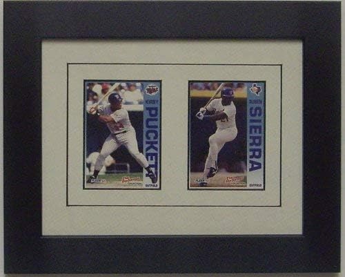 Trading Card Frame for 2 Trading Cards with White (Black Trim) Matting and Balck Frame