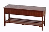 Roundhill Furniture Quality Solid Wood Shoe Bench with Storage, Cherry (Kitchen)