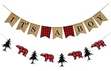 Lumberjack Theme Banner & It's a Boy Banner, Lumberjack Baby Shower Banner Garland Party Supplies for Baby Shower & Kid Birthday Party Decoration