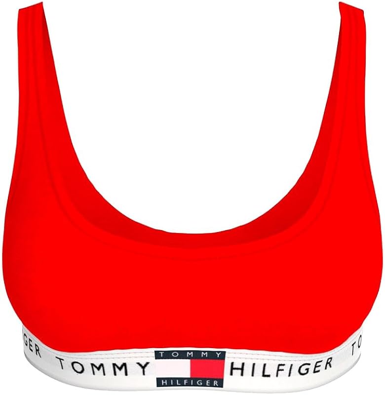 Donna Bralette Unlined con Fascia con Logo, Rosso (Primary Red), XS