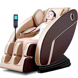 CSPFAIZA Multifunction Massage Chair with Heating, Zero Gravity, Intelligent Recliner, Low Noise, Whole Body Kneading – Brown/Cream
