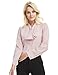 E.JAN1ST Women's Long Sleeve Shirt Tie Bow Neck Button End Slim Fit Chiffon Blouse, Pink, TagsizeXXL=Ussize6-8