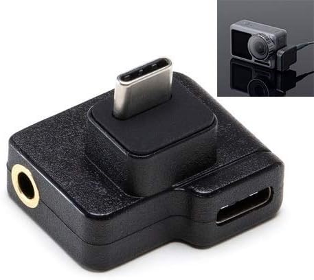 CameraParts BZN 3.5mm + USB-C/Type-C to USB-C/Type-C Mic Mount Microphone Charging Audio Connector Adapter for DJI OSMO Action