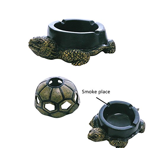 Frjjthchy Cute Cartoon Turtle Cigar Ashtray Resin Ash Organizer with Lid Decoration Cigarette Ashtray for Indoor Outdoor
