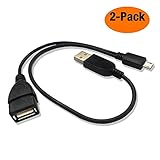 AuviPal 2-in-1 Micro USB to USB OTG Adapter (OTG Cable + TV's USB Power Cable) - 2 Pack