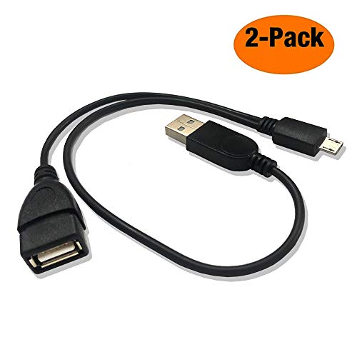 AuviPal 2-in-1 Micro USB to USB OTG Adapter (OTG Cable + TV's USB Power Cable) - 2 Pack