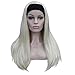 Aimole Long Straight 3/4 Women's Wigs Synthetic Hair with Black Headband(613 Pale Blonde)