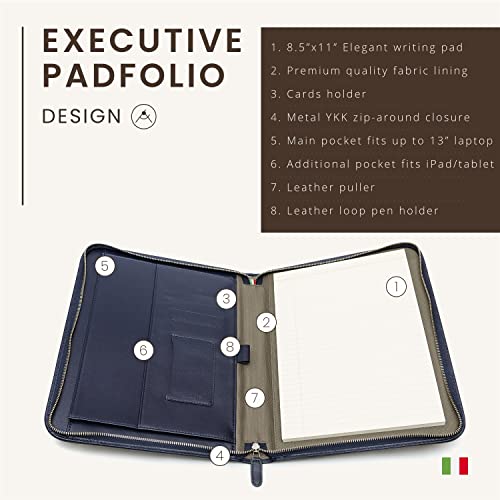 Maruse Personalized Italian Leather Executive Padfolio, Leather
