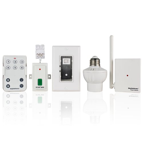 Skylinkhome SK-4 Lighting/Garage Kit, Includes 10 Button Remote, Wall Dimmer, Plug In Dimmer, Screw-In Dimmer and Smart Button, Off White