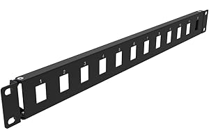 QiaoYoubang 1U Hinged 12 Port Blank Keystone Patch Panel for 19 inches Rack Mount (1U12Holes)