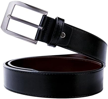 Menswear House Genuine Leather Dress Belts for Men with Single Prong Buckle 47"