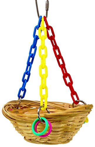 Bonka Bird Toys 1488 Small Basket Swing Cages Toys Parrot Natural Cockatiel. Quality Product Hand Made in The USA.