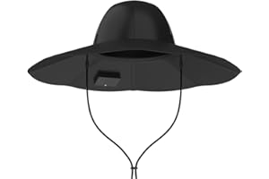 EF ECOFLOW Power Hat, Solar Charging Bucket Fishing Hat, Dual USB-A/USB-C Ports, SPF 50+ Wide Brim Sun Hats for Women, Men, Portable for Outdoor, Hiking, Mountain Climbing -Medium 22.8 in, Black
