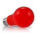 JandCase Red Light Bulb, A19 Red Colored Light Bulb, 9W(70W Equivalent), E26 Base for Porch, Home Holiday Decoration, Halloween, Christmas, Party, Wedding, Bar Mood Decor, Not-Dimmable, 6 Pack