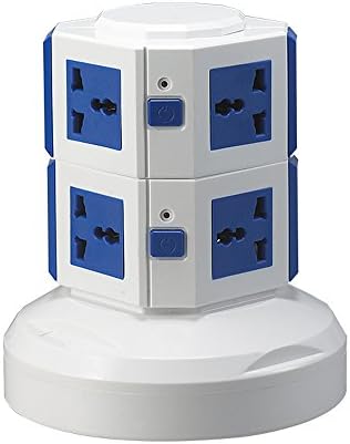 SUMCOO Multi Power Cube 7 outlet AC Socket with 2 usb charging ports And Power Strip Power Socket with overload protection (blue 2 layer)