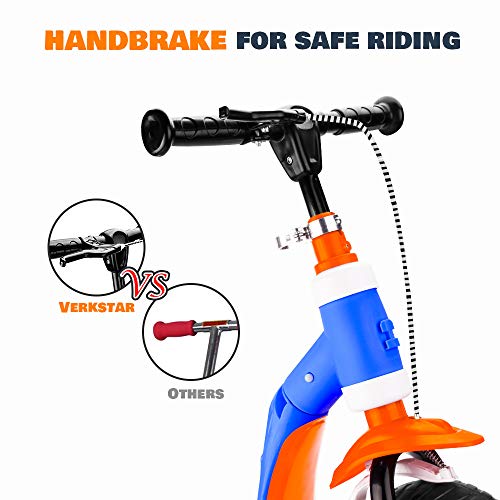 Verkstar Kick Scooter for Kids Toddlers Girls Boys, 2 in 1 Kids Scooter with Handbrake, Adjustable Handle, Extra-Wide Deck, The Latest Outdoor Toys for Kids Activities (Orange & Blue)