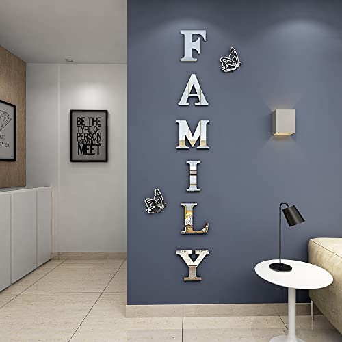 Doeean Family Wall Decor Letter Signs Acrylic Mirror Wall Stickers Wall