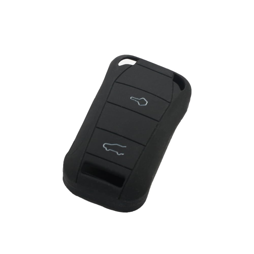 BROVACS Silicone Cover Protector Case Holder Skin Jacket Compatible with PORSCHE 2 Button Flip Remote Key Fob CV9921 Black