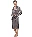 FAYBOX Men Satin Robe Long Bathrobe Lightweight Sleepwear