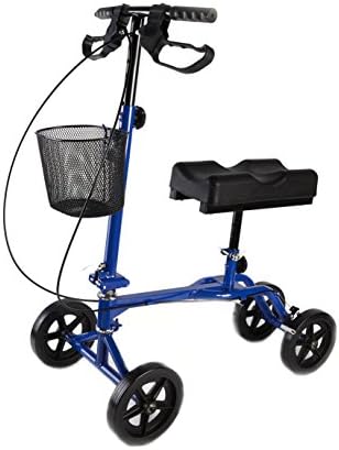 Chivasing Steerable Knee Scooters Accessories WIit Basket Knee Rolling Walkers For Legs And Feet Inconvenience Or Rental (Blue)