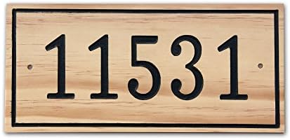 Wooden Carved Address Plaque - 12 x 5.5 inches - Personalized House Number Sign