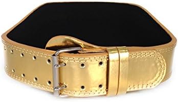 6 Inch Leather Weightlifting Belt - Metallic Gold for Women, Powerlifting, Olympic Lifting & Exercise Belt, Heavy Duty & Foam Cushioning, Neoprene Interior lining - Weight Lifting Fitness Belt