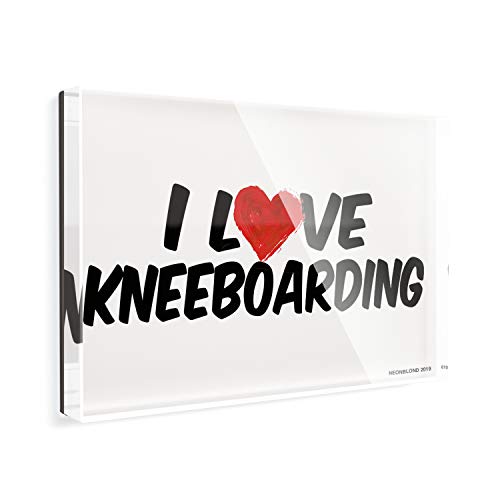 Acrylic Fridge Magnet I Love Kneeboarding NEONBLOND