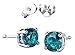 Cubic Zirconia Blue Zircon Simulated Topaz Colored Round Cz Stud Earring