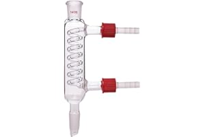 QiMan Glass Graham Condenser with 14/20 Joint 100mm Jacket Length and 8mm Removable Hose Connections