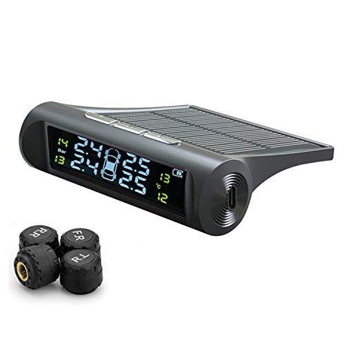 NCElec Tire Pressure Monitoring System for Motorcycle Car RV Trailer TPMS Tire Pressure Monitor System Solar Wireless Alarm System with 4 External Sensors - Thumbnail 7