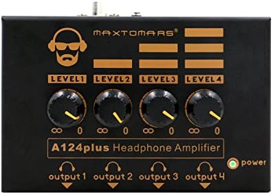 MAXTOMARS A124 PLUS Headphone / Phono Amplifier, 4-Channel Stereo with RCA input Compact Amplifier