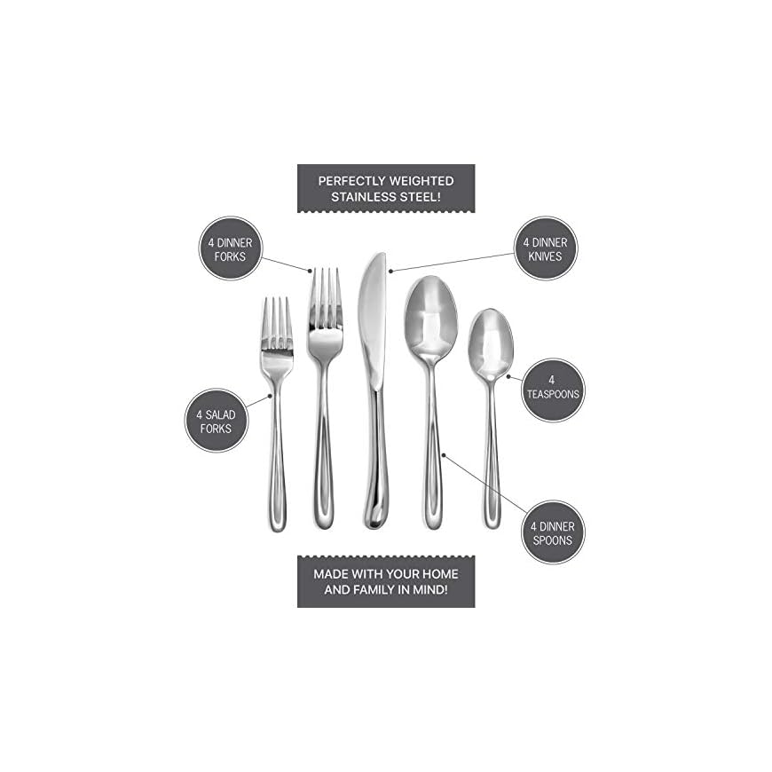 Craft & Kin Silverware Set, Classic Heirloom Luxury Silver