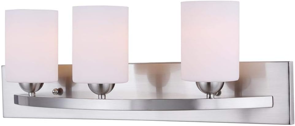 Bennington Lakeland 3-Bulb Bath Vanity Light Fixture Bar, Brushed Nickel - - 