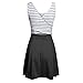 SUNNOW Women Summer Open Back Sleevless Cocktail Slim Black White Striped Mini Dress