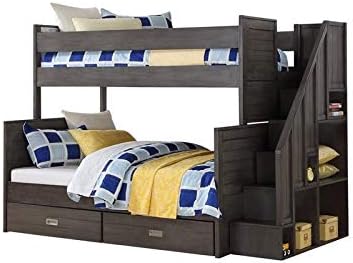 Building Blocks Dylan Staircase Bunk Bed Twin Over Full in Grey Slate