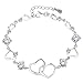 EleQueen 925 Sterling Silver Round CZ Double Love Heart Link Bracelet, 6.5
