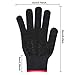 TecUnite 2 Pieces Heat Resistant Gloves Silicone Non-slip Gloves for Hair Styling Curling Iron, Fit All Hand Sizes (Black silicone dots)