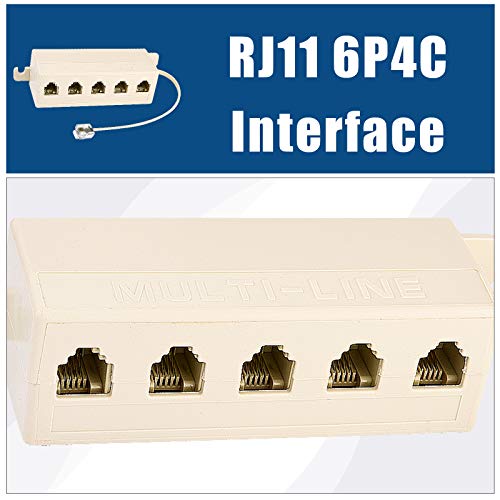 Phone Jack Splitter, RJ11 6P4C Male to 5 Female Outlet Phone Line