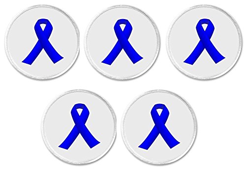 A&T Designs QTY 5 Blue Awareness Ribbon 3" Sew On Patches Prostate Colon Cancer