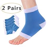 Heel Moisturizing Socks - Rendvieet Moisturizing Gel Heel Socks 2 Pairs Toeless Spa Socks for Heal, Treat Dry and Cracked Heels While You Sleeping (blue)