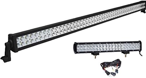Enk 52 Inch 300W LED Light Bar Flood Spot Combo Beam IP68 Waterproof for Jeep Off-road SUV ATV Pickup Ford Truck with 20 Inch 126W CREE LED Light Bar and Wiring Harness, Mounts