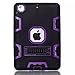 MAKEIT CASE for iPad mini Case, for iPad Mini1/ 2/3 Case, 3in 1 Heavy Duty Full-Body Protection Kickstand Combo Hybrid Impact Silicone Hard Case Cover for iPad mini 1/2/ 3 (Black/Purple)