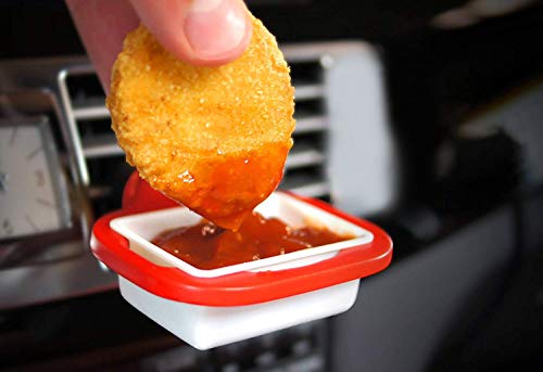 image for NIROLLE Dip Clip Sauce Tray Car Coaster, Car Air Vent Clip Sauce Holde