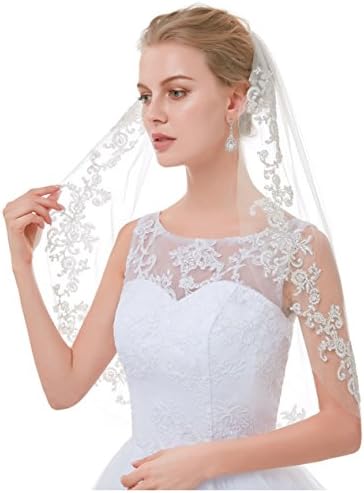 AIBIYI Vintage 1 Tier Elbow Length Lace Veils for Brides (without pearls) ABY-V14
